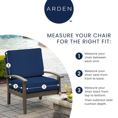 Instructions for measuring chair fit for Outdoor Deep Seat Cushion Set 24x24 Inches Weatherproof Rain Proof Fade Resistant Patio Cushions