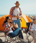 People enjoying Two Pack Ultra Lightweight Camping Chairs For Adults And Teens, 250 Lb Capacity, Foldable Portable Chairs at beach