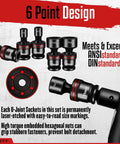 Three-Eighths Inch Drive Shallow Impact Universal Joint Socket Set, 15-Piece, Metric Swivel Sockets, Six-Point Design