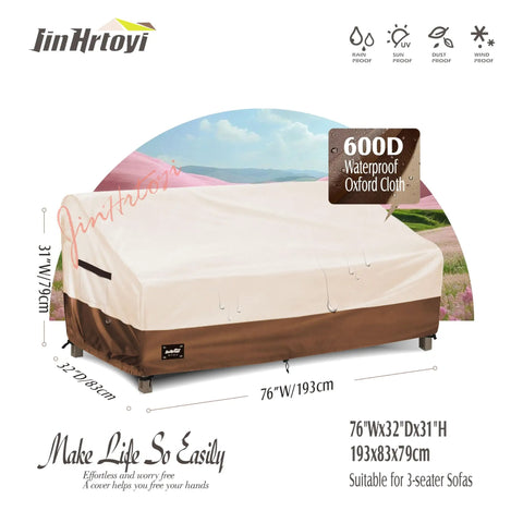 Beefy 3 Seater Outdoor Couch Cover Fits Up To 76Wx32Dx31H Inches Waterproof Heavy Duty Patio Furniture Cover displayed on grass