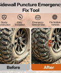 3 Pack Sidewall Tire Repair Kit With Dual Alignment Wires For Atv And Sxs Quickfix Portable Puncture Plug No Drying Time Heavy Duty Rubber Stems For All Off-road Adventures before and after tire repair comparison