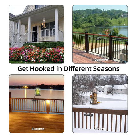 Railing Mount Deck Hook Heavy Duty Shepherds Bracket For Outdoor Plant Hangers And Bird Feeders 360 Degree Rotating Pole seasonal use