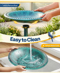 Weatherproof Polyresin Pedestal Bird Bath For Outdoors And Garden 28 Inch Tall With A 20 Inch Bowl Green Durable Stable