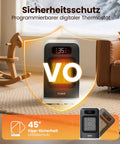 All In One Indoor Space Heater With 1500W Max in living room showing LED display and safety features