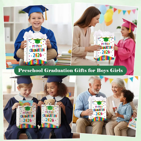 Preschool Graduation Gift Bags With Tissue Paper And Durable Handle 11 Inch My First Graduation Bags For Kids