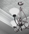 White Tin Peel And Stick Tile Backsplash Kit With Self Adhesive Tiles, Victorian tin ceiling detail with hanging light fixture