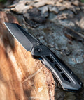 Titanium Pocket Knife With M390 Powder Steel Blade For Everyday Carry Thumb Hole EDC Folding Knife Three Point Zero Seven Inch Blade Three Point Eight Ounce Weight Durable Rough And Ready For Hard Use