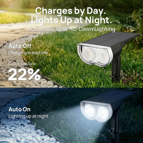 Outdoor Solar Lights Waterproof IP67 3 Lighting Modes Auto On Off 2 In 1 Solar Landscape Light illuminating garden path