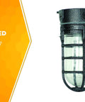 Vandal Resistant 150W Incandescent Security Light Ceiling Mount Hammered Black All Metal Die Cast Aluminum Construction