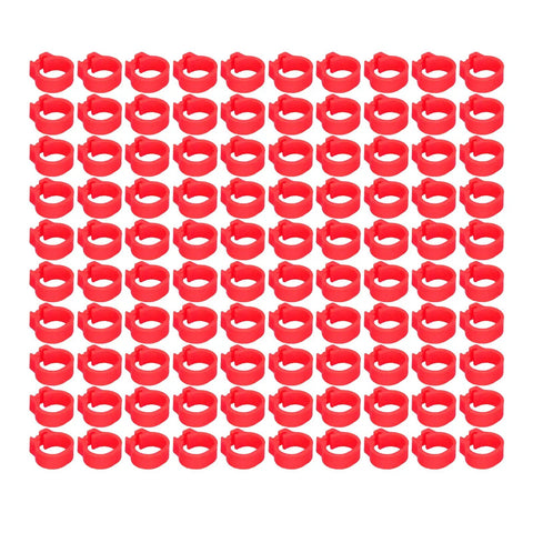 100 Pack 8mm Plastic Bird Leg Bands For Pigeons And Small Birds, No Fuss Clip Reusable Poultry Leg Rings, Red