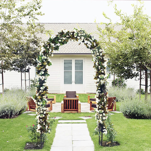 Two Form Outdoor Garden Arch Trellis Made From Sturdy Steel For Climbing Plants Great For Weddings And Yard Decor Weather Resistant No Fuss Setup Black 94 Inch Tall And 55 Inch Wide Or 96 Inch Wide To Fit Any Space
