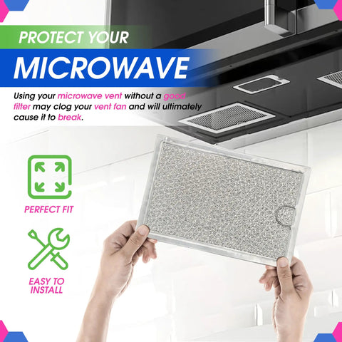 Microwave Hood Vent Grease Filter Replacement 7.64 x 5.12 Inches Built Tough High Flow Filter Two Pack Fits GE WB06X10309 WB06X10359 Also Works With LG Kenmore And More For Over The Range Microwave Vent Fans