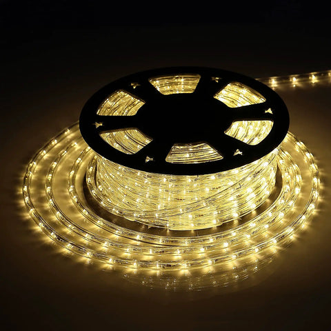LED Rope Lights 100ft Outdoor Waterproof String Lights For Eaves Yards And Garden Easy Setup For Christmas Decor In Warm White 110V IP65