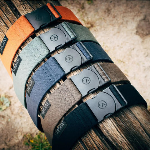 Original Unisex Adventure Belt With Heavy Duty Elastic Webbing And Non Metal Travel Buckle for Active Lifestyles Medium Brown