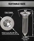 Dimensions of 8Pcs Screw Rotor Brake Disc Retaining Screws M6x16 Set Stainless Steel