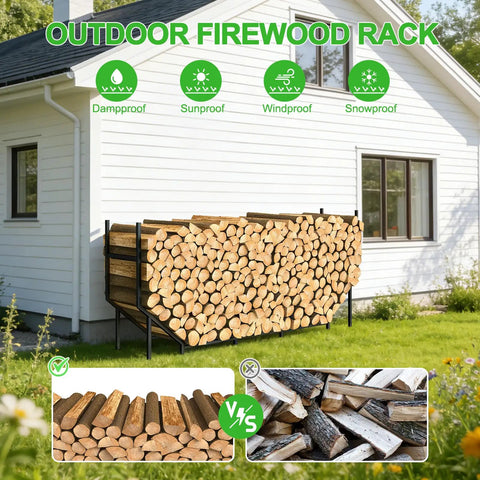 Heavy Duty Firewood Rack Outdoor With 880Lb Capacity 6 Ft Elevated Wood Storage On Weather Resistant Metal Frame 12 Support Legs Sturdy Indoor Or Outdoor Firewood Holder For Patio Porch Fireplace Backyard