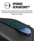 Close-up of Ultimate Golf Towel With Built In Scrub Core Pad And Quick Release Magnetic Tablet For Safe Groove Cleaning