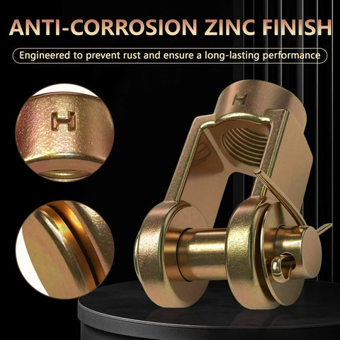 Close-up view of zinc finish 10 Pack Slack Adjuster Clevis Pin Kit For Air Brake Chambers With One Half Inch Pin Push Rod Clevis