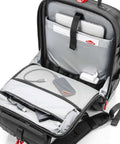 Open Modular X18 Tool Backpack With 21 Loops And 37 Pockets, Waterproof Molded Shell For Upright Opening, showing internal organization.