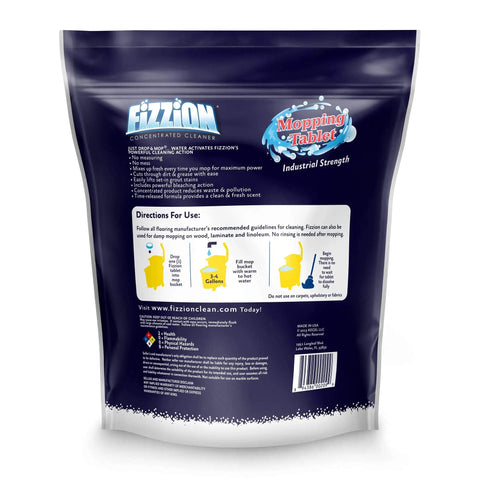 Claim Deadass Spotless Floors With These Heavy Duty Drop And Mop Tablets That Cut The Sticky Gunk And Bring Instant Shine To Bowling Shoes And Daily Household Tasks, back of Fizzion cleaning tablet package.