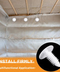 Top Notch Heavy Duty Christmas Fasteners And Vapor Barrier Clips In 1 Inch White secured to vapor barrier in insulated space.