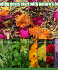 Chicken Nesting Herbs 42oz Bulk Bag For Laying Boost And Cozy Hens, Lavender Rose Marigold Scent Attracts Hens Image.