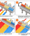 Premium Din Rail Terminal Blocks With No Sweat Quick Wiring Push In Connectors For 28 To 12 AWG Cables installation steps.
