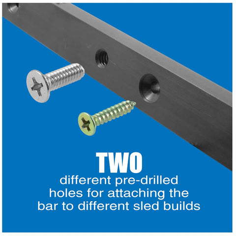 Heavy Duty 19 Inch Aluminum Miter Bar Table Saw Runner With Zero Wiggle For Standard 3/4 X 3/8 Slots with pre-drilled holes for screws.