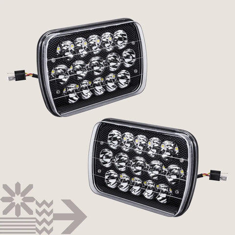 7x6 And 5x7 H6054 LED Headlights For Trucks And Vans H4 Sealed Beam Replacement 6000K Pure White 3375 Lumens Universal