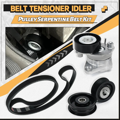 Mercedes-Benz Serpentine Belt Kit With Drive Belt Tensioner And Idler Pulley For ML350 ML550 C230 2006 to 2011