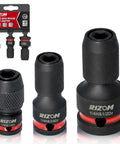 Three Piece Quick Release Impact Bit Holders Set With One Half Inch, Three Eighths Inch And One Quarter Inch Square Drive
