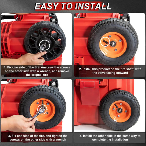 Easy installation of 2 Pcs Packout Wheels Replacement Kit For 9 Inch Rolling Tool Box System 48-22-8426, step-by-step guide