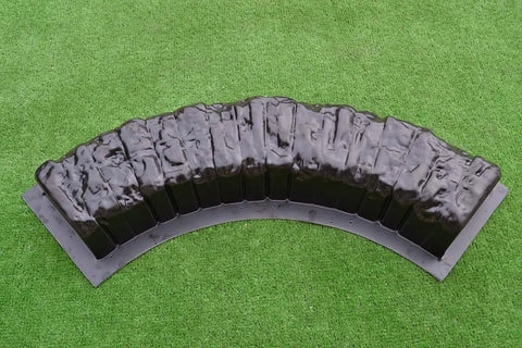 Two Piece Round Edge Concrete Molds For DIY Border Edging, ABS Plastic Log Edging Molds, Stone Look Border Molds, top view