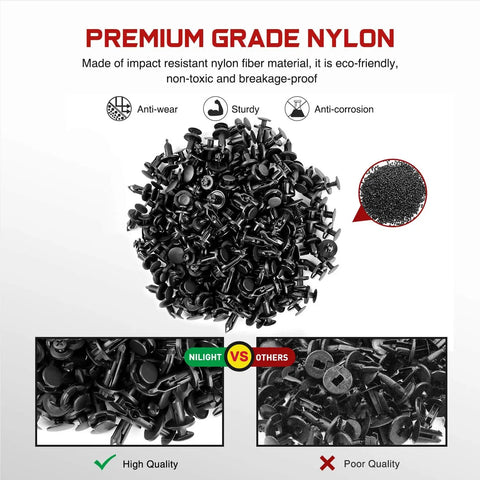 Ultimate Universal Car Retainer Clip Kit With 6mm 7mm 8mm 9mm 10mm Push Rivets made from premium grade nylon material