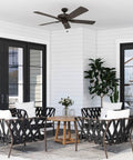 Patio with Belmar 52 Inch Ceiling Fan Without Light For Indoor Or Outdoor Use With Pull Chain Tri Mount Traditional 5 Blade Bronze ETL Wet Rated