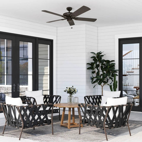 Patio with Belmar 52 Inch Ceiling Fan Without Light For Indoor Or Outdoor Use With Pull Chain Tri Mount Traditional 5 Blade Bronze ETL Wet Rated