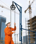 Aunocy 12 Inch Heavy Duty Scaffolding Pulley Hoist With Precision Ball Bearings For Quiet Lifting 1000 Lb Capacity Cable Rope System at construction site.
