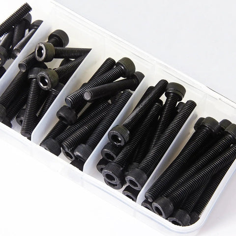 M5 Hex Socket Head Cap Screws Set With 20mm, 25mm, 30mm, 35mm, 40mm Lengths, 12.9 Grade Alloy Steel, Black Oxide Finish in a kit