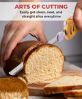 Prikoi Electric Carving Knife For Meat Slicing, Dual Stainless Blades, Easy Grip Handle, Perfectfor Roasts, Turkey, Ham, Homemade Bread And DIY Foam Cutting, Fast Holiday Dinner Prep Tool slicing homemade bread on a cutting board.