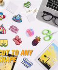 Cuttable 8 By 10 Inch Magnetic Sheets With Adhesive Backing 10 Pack for DIY Stickers, shown with craft supplies on a desk