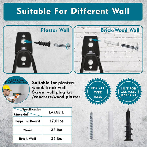 Heavy Duty Steel Garage Hooks With Anti Slip PVC Coating 4 Pack Large Tool Hangers for various wall types