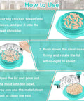 Twist Chicken Shredder Tool Large Meat Shredder With Brush And Fork Mint Green Easy Shredding For Pulled Chicken Barbecue Quick Prep Kitchen Gadget Must Have, mint green plastic with clear lid