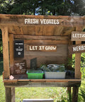 Farm stand with fresh veggies, herbs, and a Lockable Cash Drop Box With Slot For Farm Stand Sales Office Or Home.