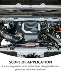 Car engine displaying components suitable for 280 Pieces Manganese Steel Plum Tooth Lock Washers With Internal Teeth Kit