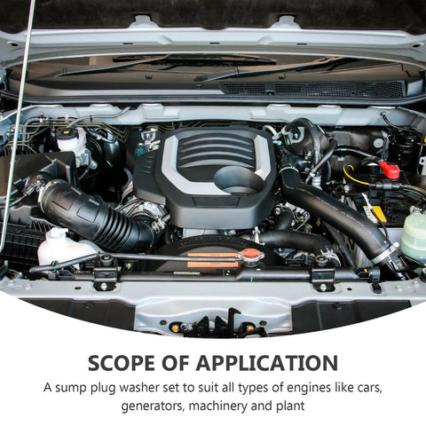Car engine displaying components suitable for 280 Pieces Manganese Steel Plum Tooth Lock Washers With Internal Teeth Kit
