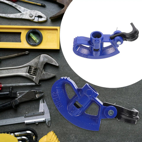Pro Manual Tube Bender For Aluminum Alloy And Thin Iron Tubing High Strength Slip Resistant Design Perfect For 1/2 Inch Pipe Hydropower Installations Effort Saving Spring Hook Fits Copper And Refrigeration Lines With Precision Control Best For Diy on a workbench with tools.