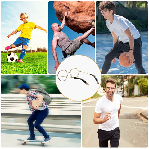 Soft Silicone Eyeglasses Temple Tips Sleeve Retainer Anti Slip Comfort Glasses Retainers with images of active people