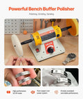 Benchtop Buffer Polisher With Half Horsepower Motor And 0 To 8000 RPM Adjustable Speed Heavy Duty Polish And Buffing Machine on table