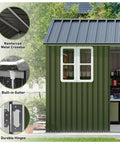 Close-up of 10x12 Ft Outdoor Storage Shed With Lockable Hinged Door And Two Windows Nordic Cottage Metal Shed For Backyard Garden