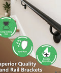 Heavy Duty Handrail Brackets For Stairs 3 Inch Black Metal Wall Mount Supports Tough As Nails Staircase Railing Hardware view on staircase.